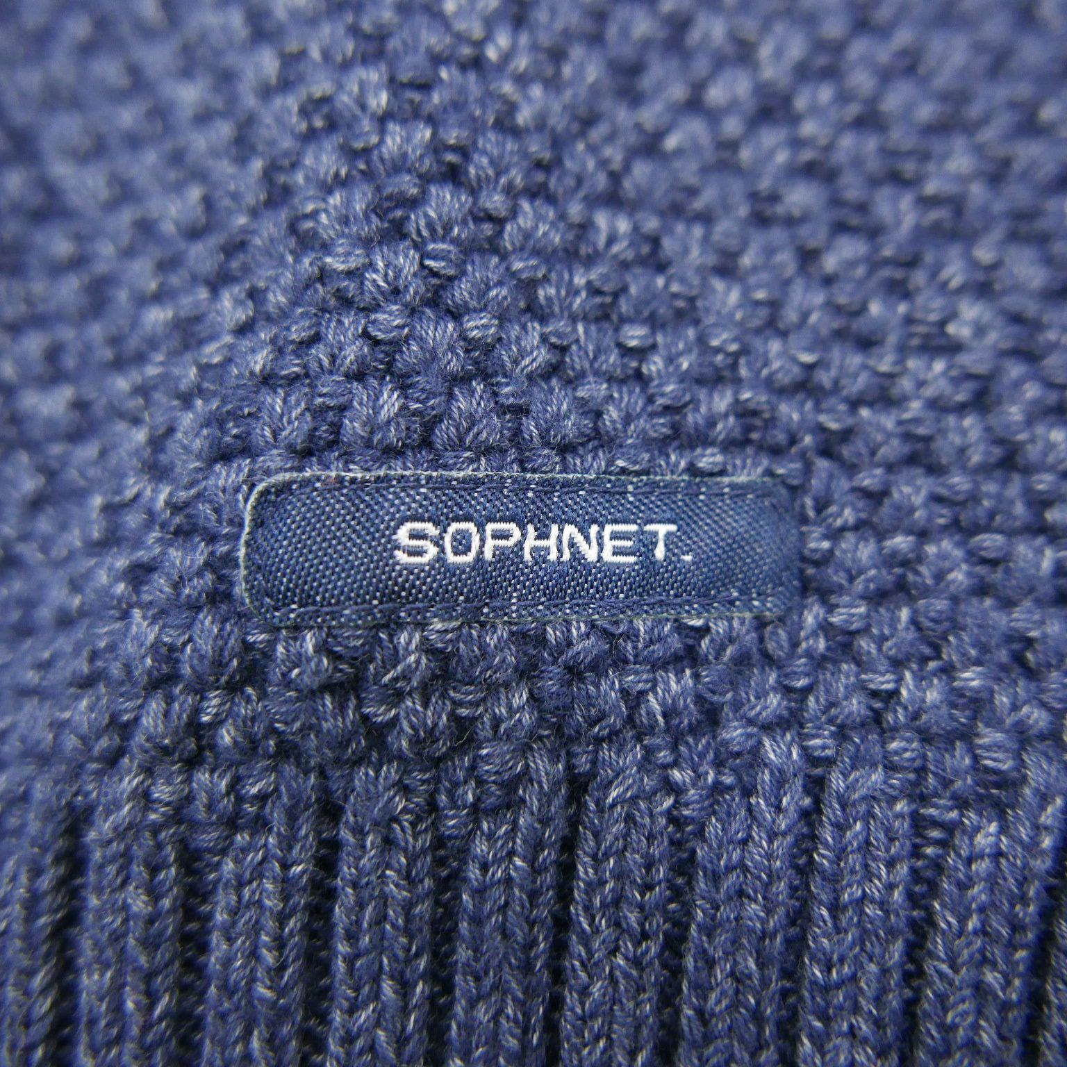 16SS SOPHNET. ソフネット INDIGO COTTON WAFFLE CREW NECK KNIT 