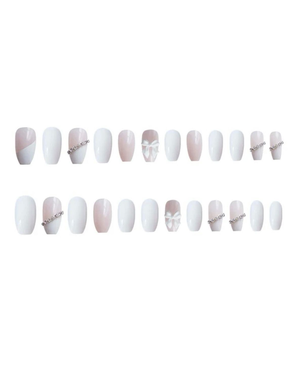 ネイルチップ‪‪❤︎‬レッド ホワイト 量産型地雷韓国ワンホンキラキラリボン ネイルチップ オレンジ ホワイト 量産型地雷韓国ワンホン