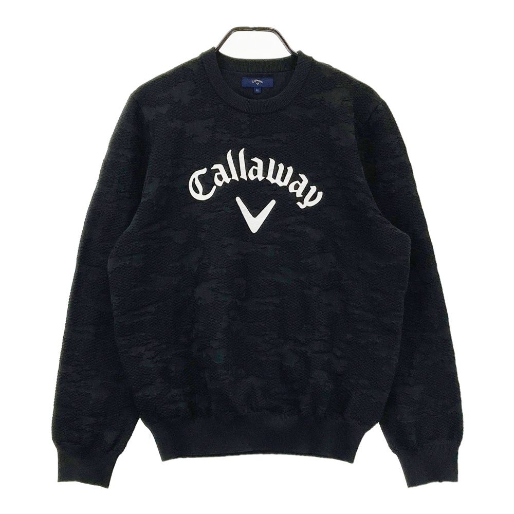 サイズ：LL CALLAWAY キャロウェイ  ニットセーター 迷彩柄 カモフラ ブラック系 [240101480033] ゴルフウェア メンズ ストスト サイズ：LL CALLAWAY キャロウェイ ニットセーター 迷彩柄