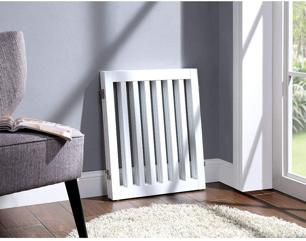 購入 人気☆彡、白い 木製犬用ゲート、折り式バリア、ペット用家具