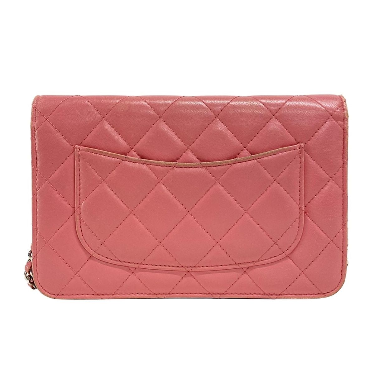 シャネル マトラッセ ラムスキン 財布 シルバー×ピンク シルバー