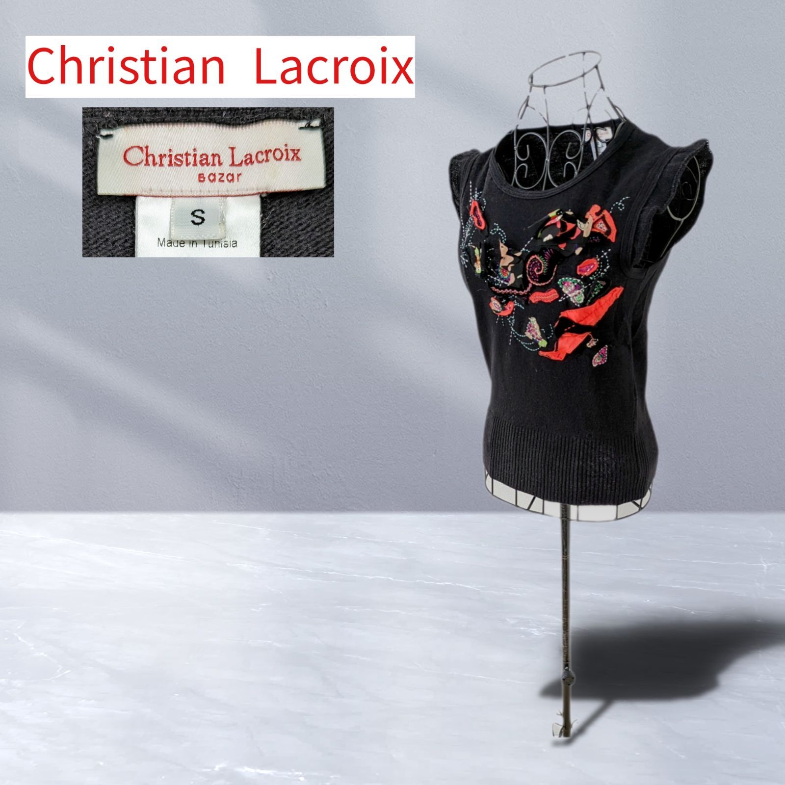 Christian Lacroix Bazar】クリスチャンラクロワ ノースリーブ ニット フローラル装飾 マルチカラー S - メルカリ