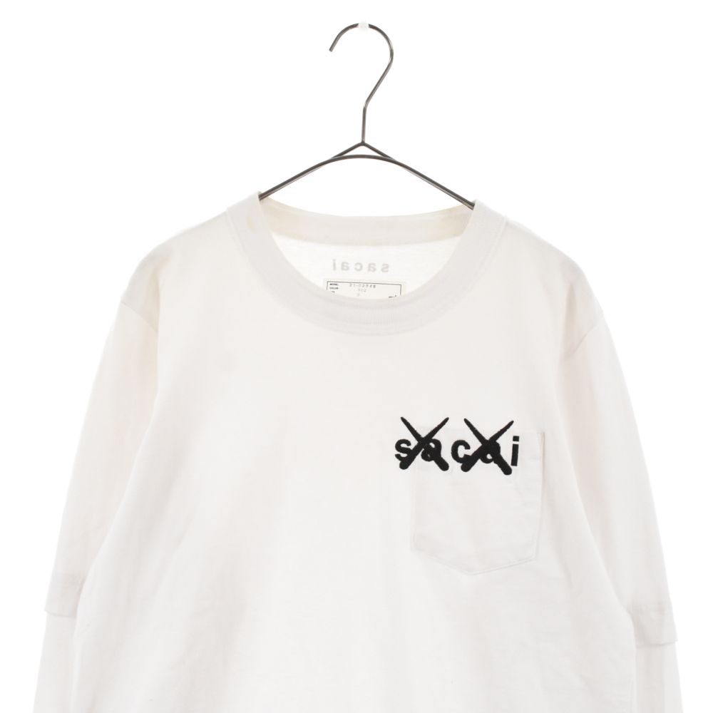 Sacai (サカイ) 21AW×KAWS Embroidery Long Sleeve T-Shirt カウズロゴ