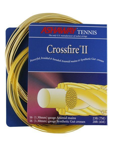 【本物保証，新品】 【パッケージ品】アッシャウェイ クロスファイヤーII 1.30mm ケブラー＆ナイロンのハイブリッド硬式テニスガット Ashaway Crossfire II 16 Kevlar String【メール便発送】(030290004) ガット