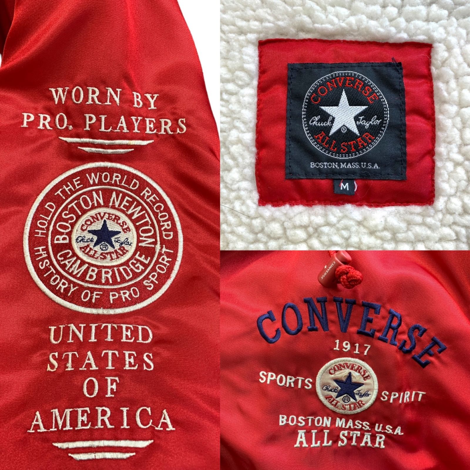 CONVERSE コンバース 90s ベンチコート M レッド CONVERSE ALLSTAR CHUCK TAYLOR☆裏地ボア ベンチコート☆コンバース