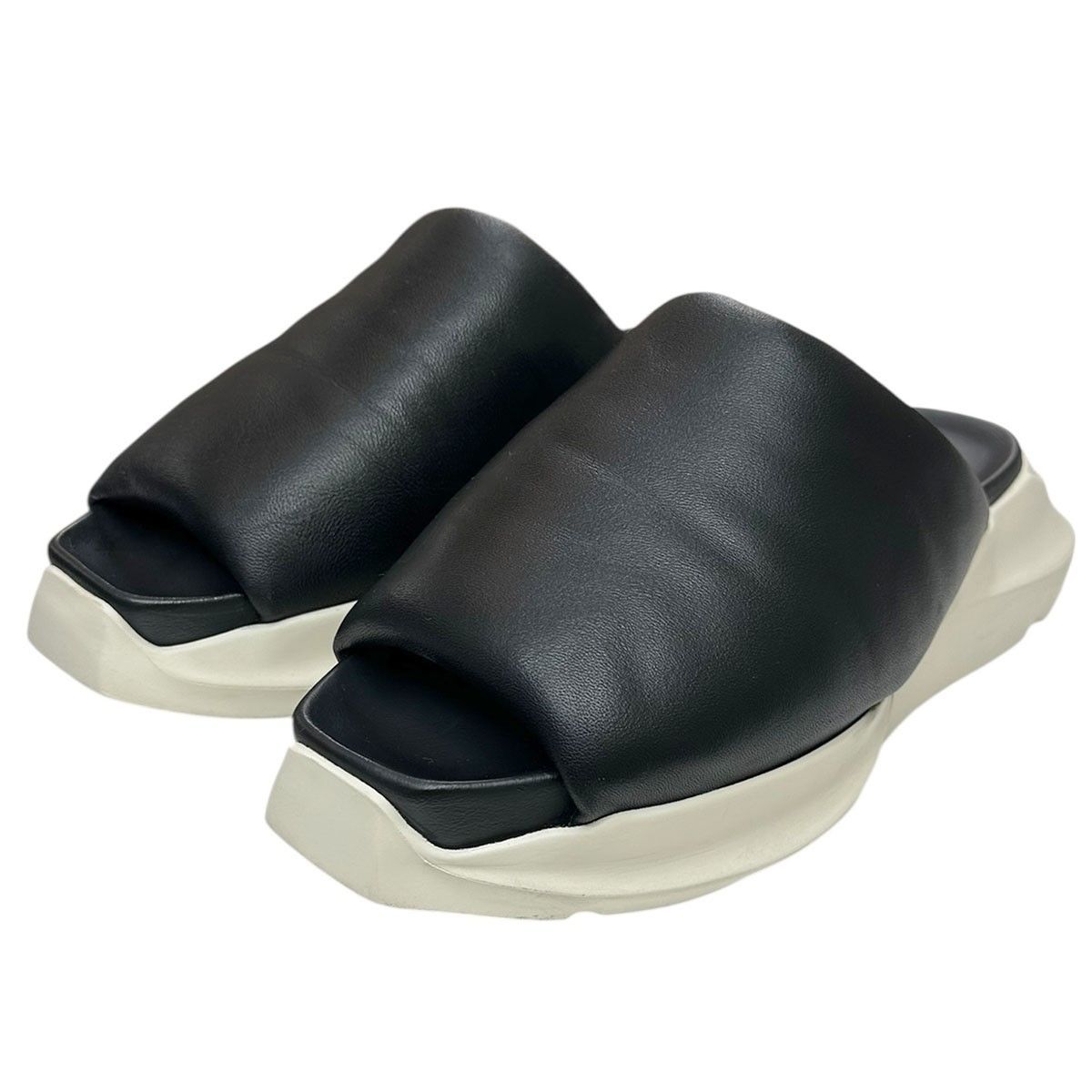 RICK OWENS GETH PUFFER SLIDE レザーサンダル RU01D3817