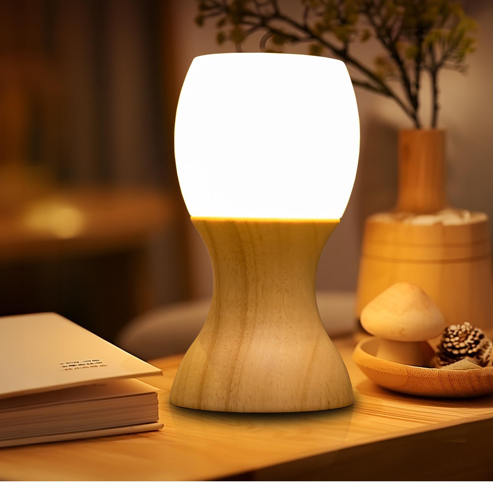 Amazon.co.jp : LEDの木製の電気スタンド、寝室のベッドサイドの