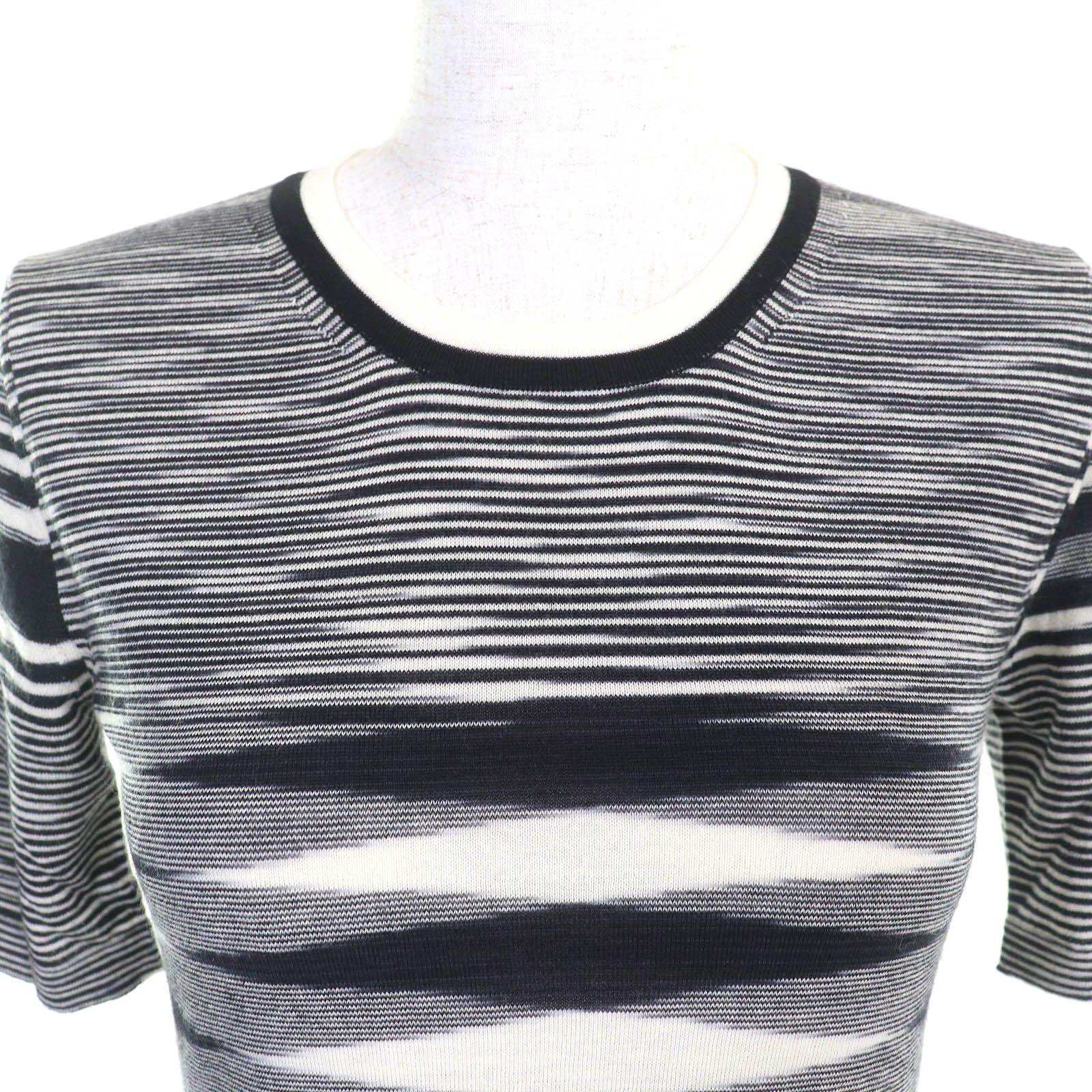 美品　ミッソーニ　イタリア製　ストライプ 半袖ニット　40 極美品△Missoni ミッソーニ ウール100％ マルチボーダー ニット
