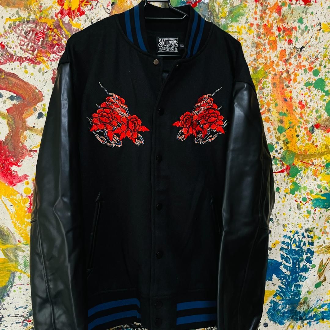 刺繍 カラス スタジャン ブルゾン アウター 新品 モード お洒落 メンズ  