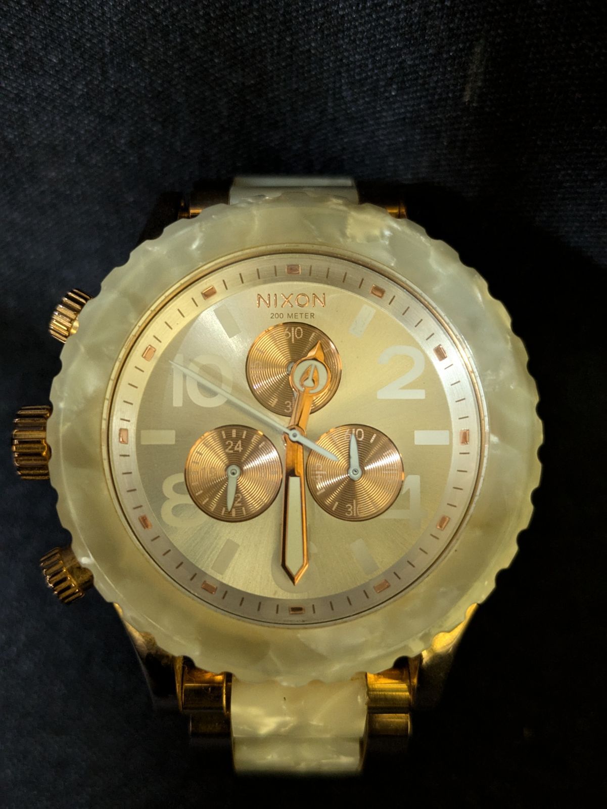 不動品】NIXON／ニクソン 42-20 Chrono クロノ ゴールド べっ甲 コンビ