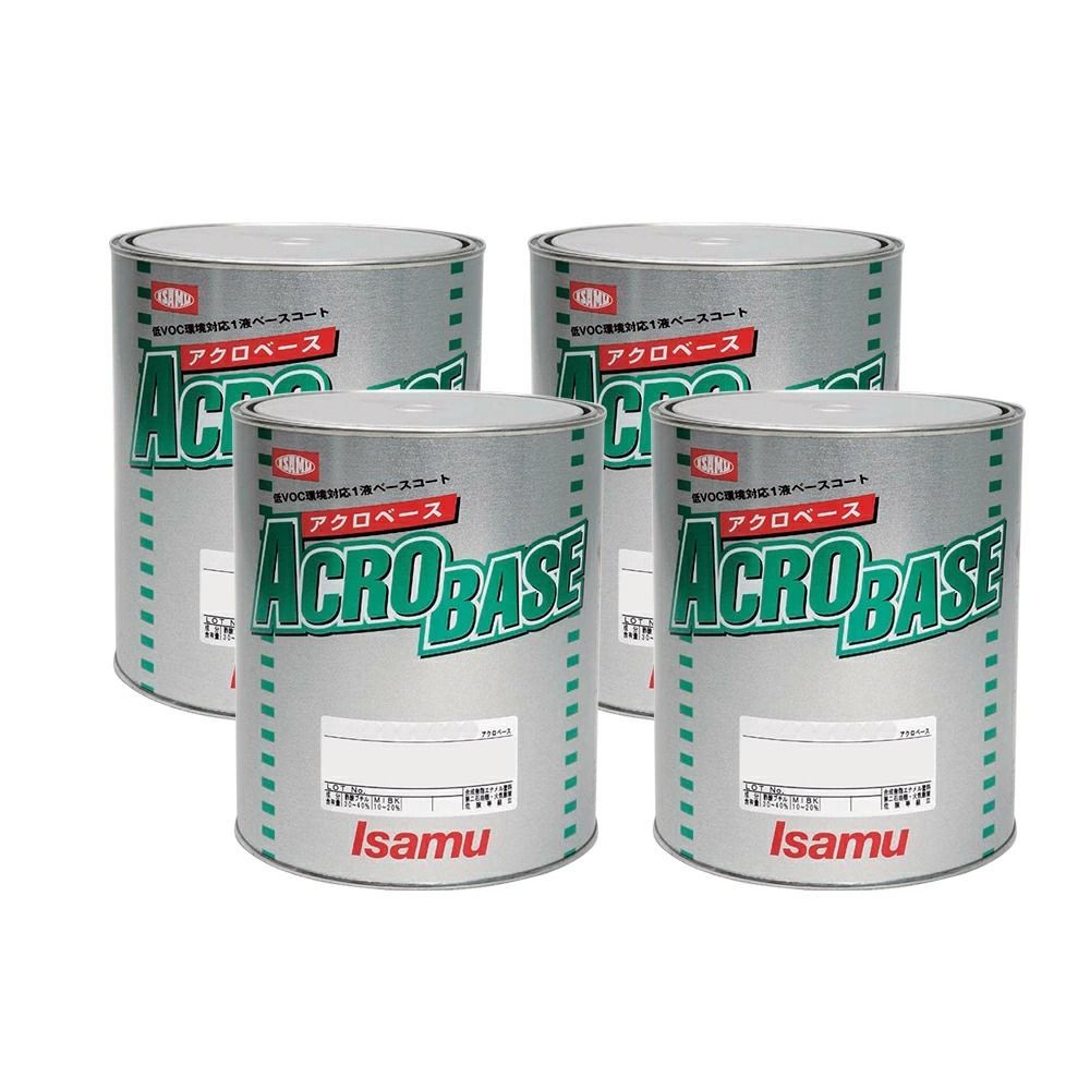 イサム塗料 アクロベース 3Pホワイト パールミックスクリヤー ピッチブラック スノーホワイト細目 3.5L × 4缶セット