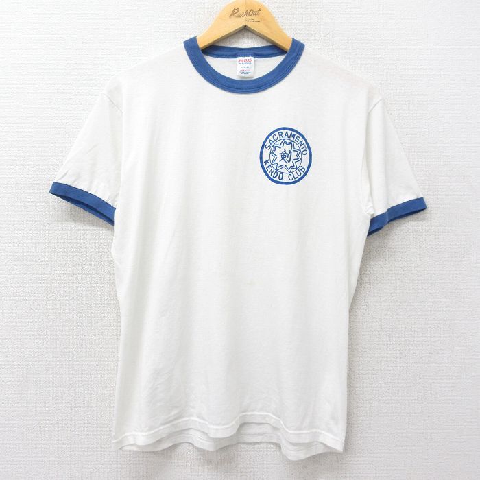 L/古着 ジャージーズ 半袖 ビンテージ Tシャツ メンズ 80s 剣道 クルーネック 白他 ホワイト リンガー 24jul18 中古
