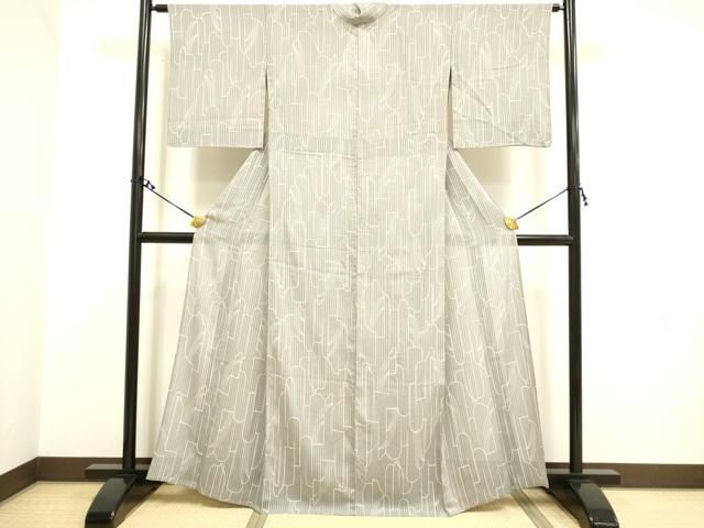 平和屋着物＊夏物 小紋 縞紋紗 幾何学文様 正絹 逸品 DAAU3913du
