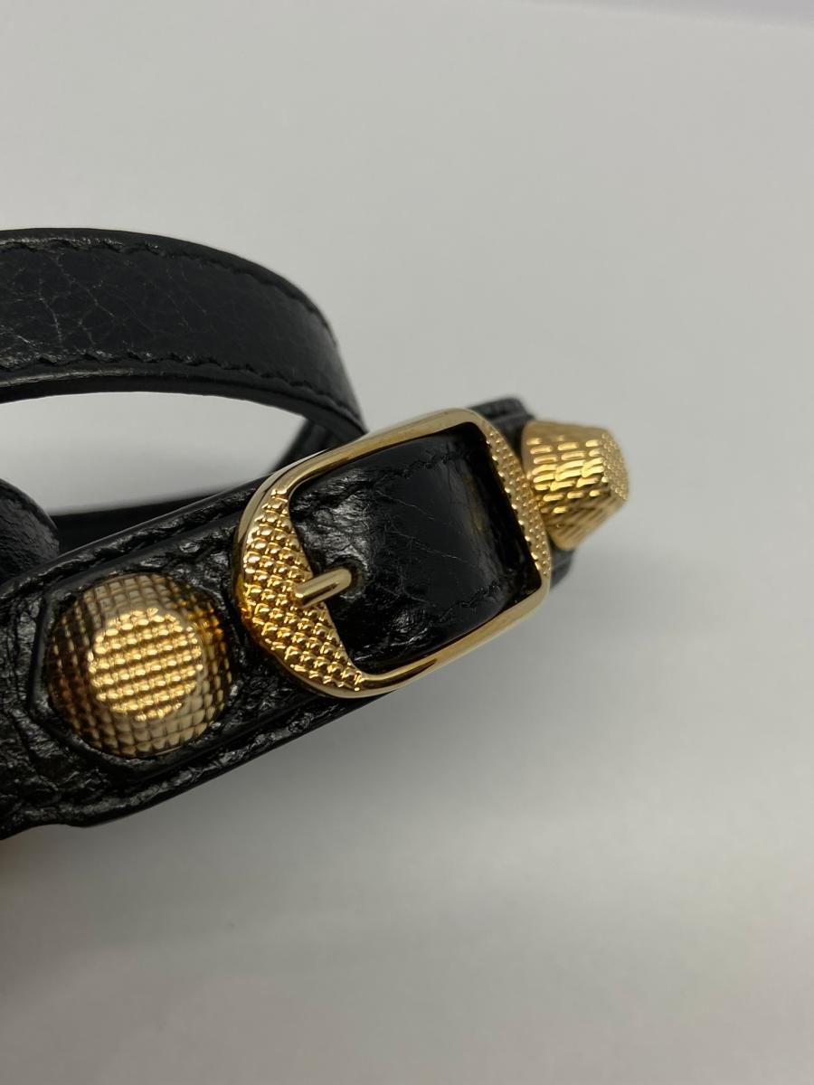 BALENCIAGA （バレンシアガ） ジャイアント ブレスレット レザー ブレスレット アンクレット ブラック 236345 used:A -  メルカリ