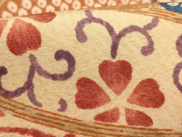 平和屋着物□極上 摺型友禅 京都 多ち花 九寸名古屋帯 微古貝に菊 逸品