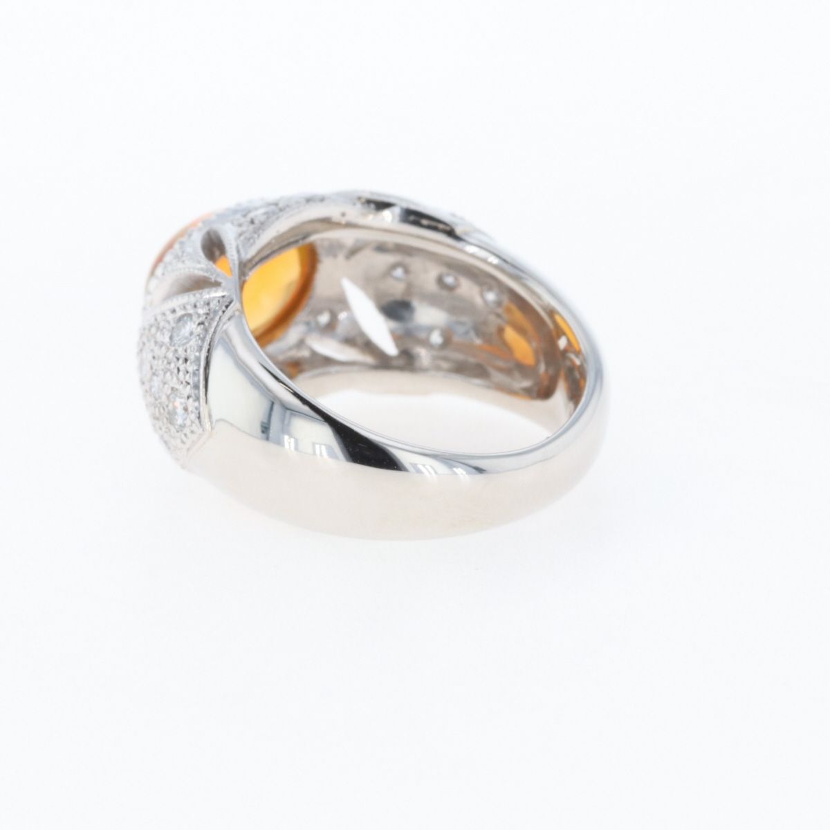 ファイアオパール デザインリング プラチナ 指輪 メレダイヤ リング 12 
