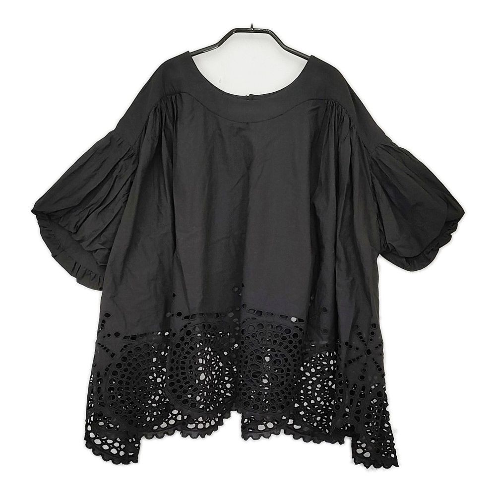 cloth-cross Hug O War AAYUSHIカットワークレースバルーンスリーブブラウス インド製 24SS ブラック クロス＆クロスハグオーワー 5-0429S♪