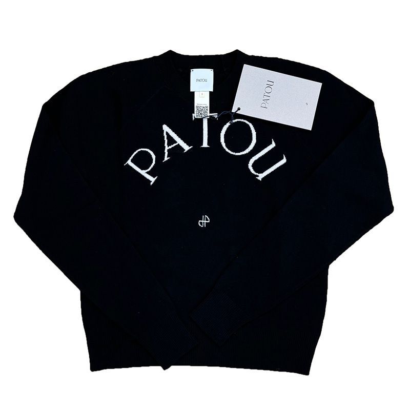 PATOU ブラック ロゴ刺繍 長袖ニット PATOU ブラック ロゴ刺繍 長袖ニット