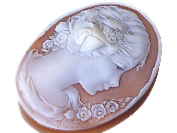 シェルカメオ6点おまとめ114ct 約22.8g ルース 裸石 彫刻 ジュエリー極】作家品サイン有り 華やかな貴婦人の彫刻 高級