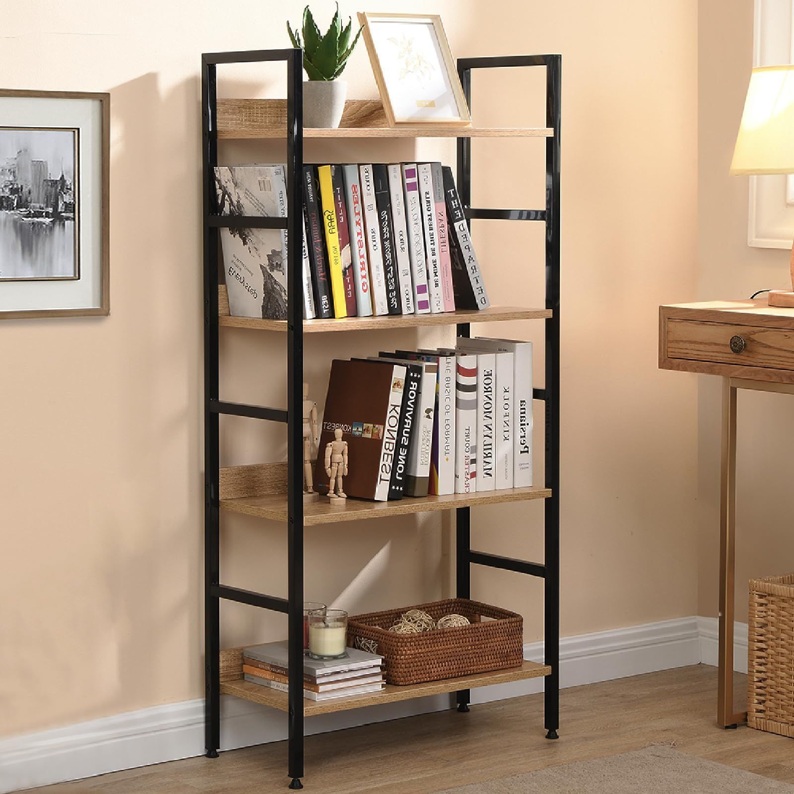 ディスプレイラック 【M2670-101-70】ディスプレイラック 本棚 4段 S字