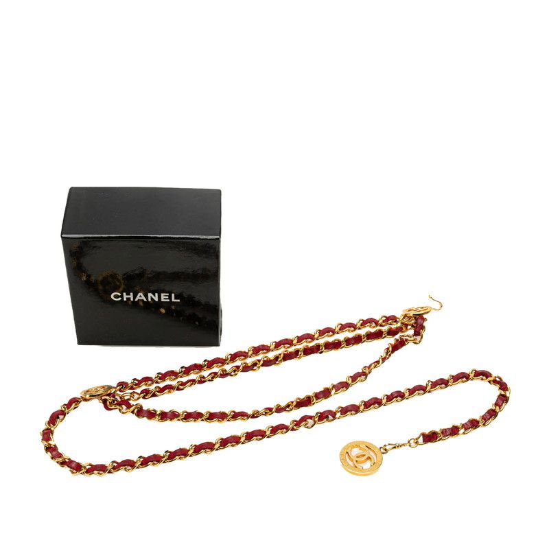 CHANEL ベルト ココマーク ワインレッド ゴールド ヴィンテージ シャネル ヴィンテージ ココマーク 3連 チェーンベルト ワイン