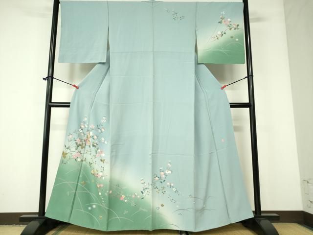 平和屋着物□訪問着 友禅 作家物 枝花文 暈し染め 正絹 逸品