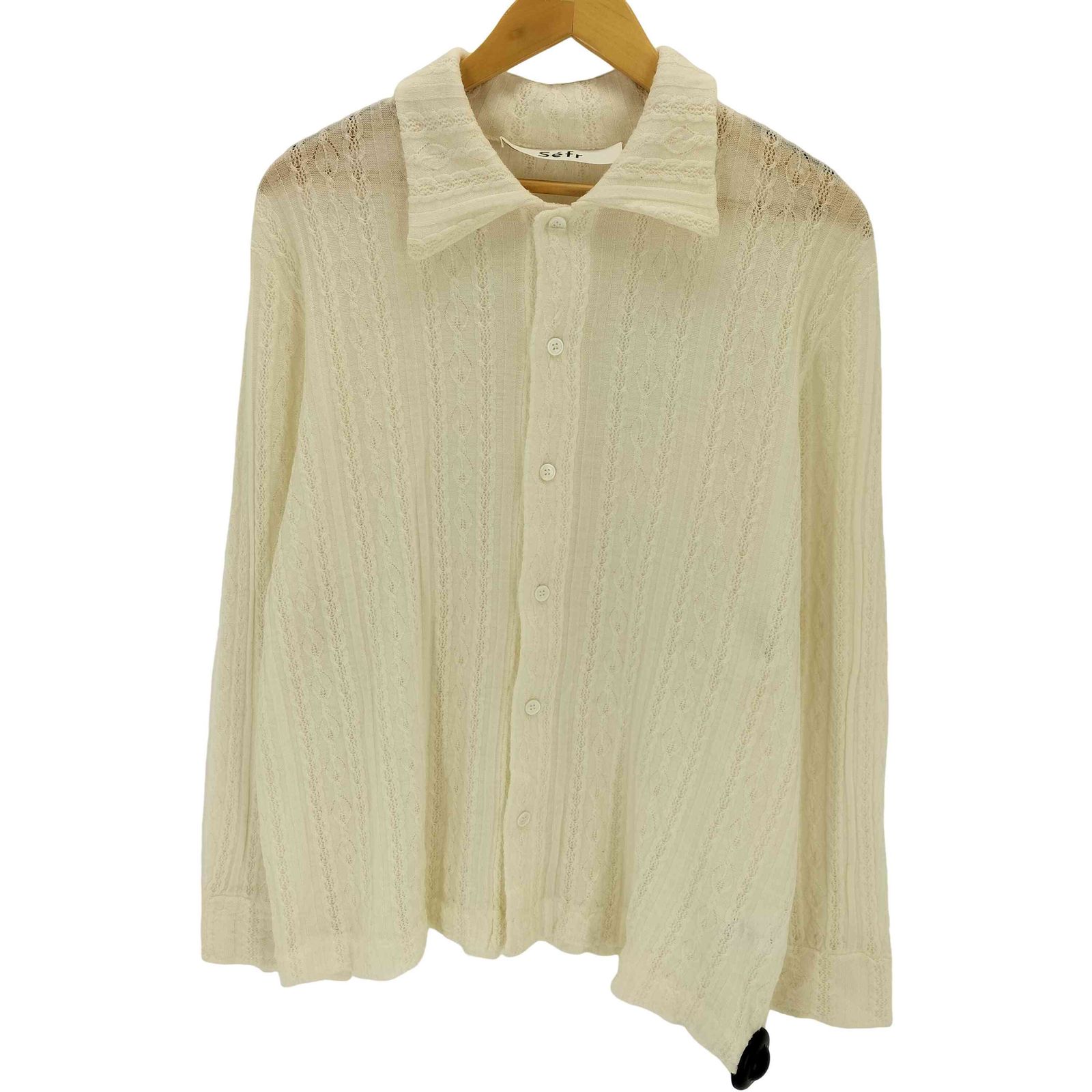 24FWSefr RIKU SHIRT FINE CREAM MERINO sizeM Pure White Wool SF