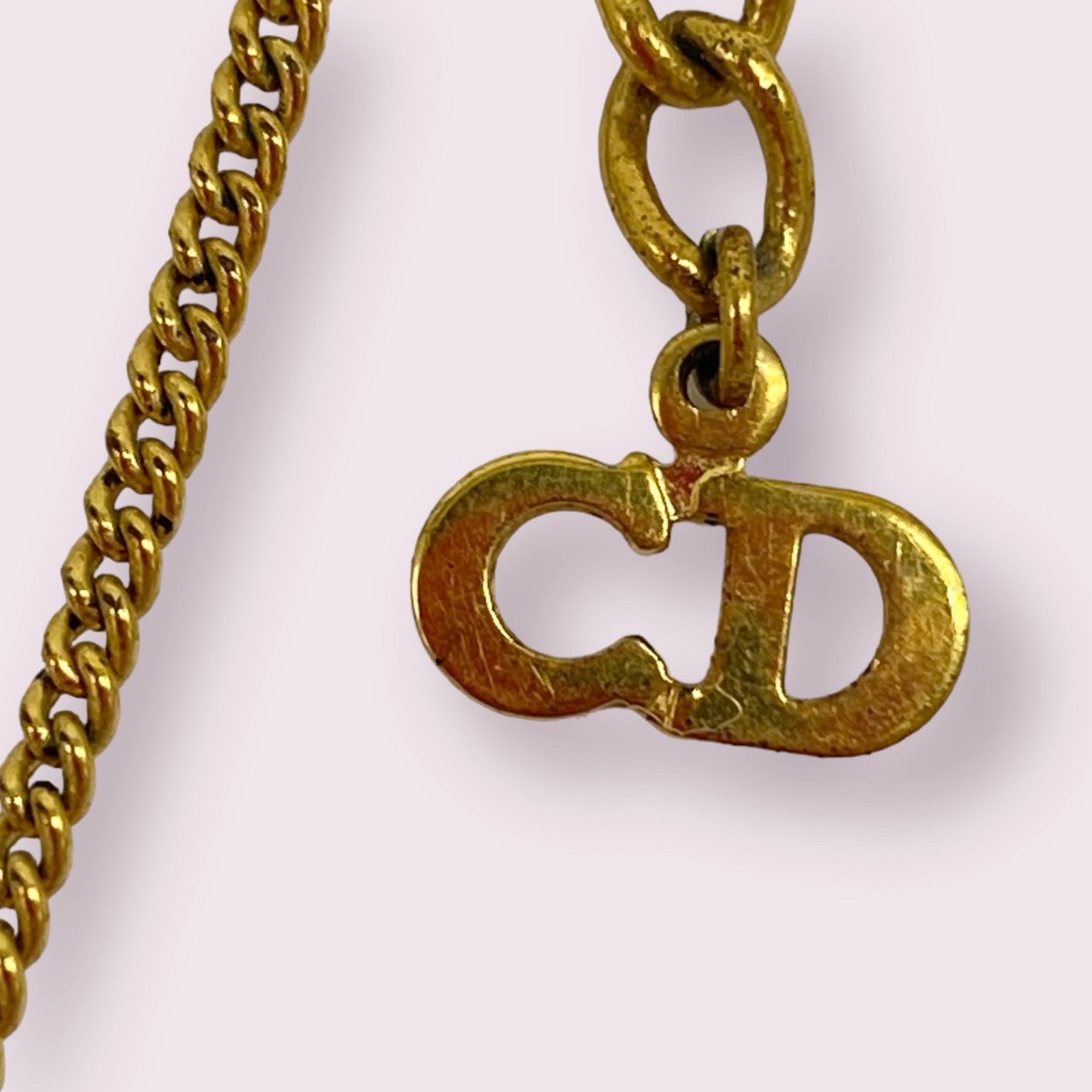 Dior ディオール 箱付き 希少 ゴールド ネックレス 筆記体 CD