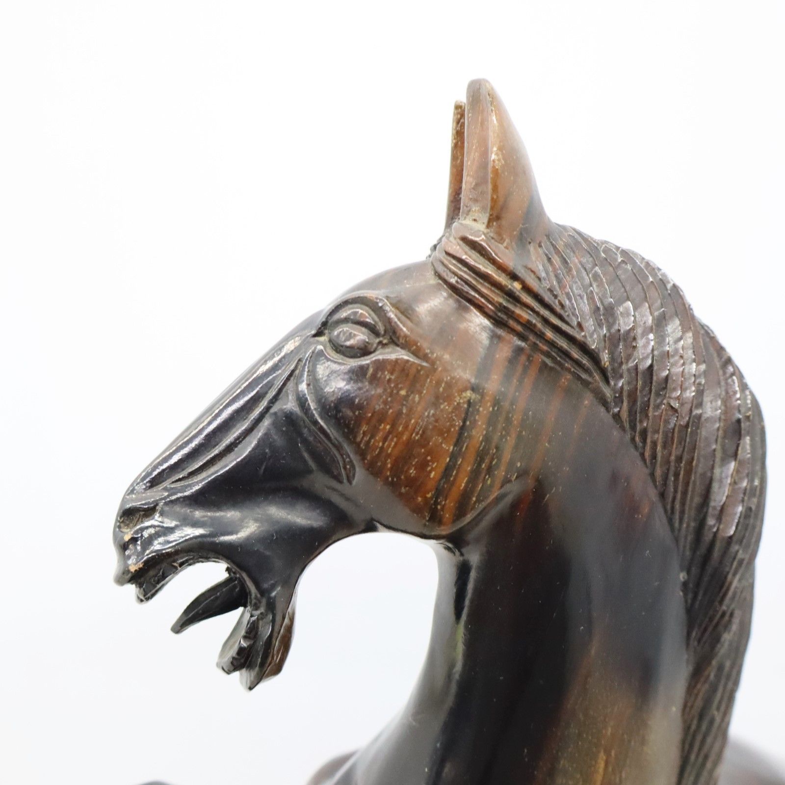 △高さ 45㎝ ｜天然木 跳ね馬の置物 木製｜ ｜ 縞黒檀無垢材製彫刻