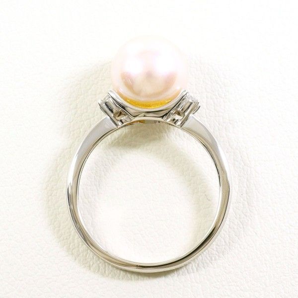 PT900 リング ring 指輪 10.5号 パール 真珠 約9mm ダイヤ 0.09 総重量約4.2g