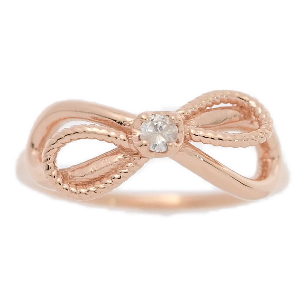 0.08ct/agete アガット リボンモチーフ・ピンキー 1P・ダイヤモンド  