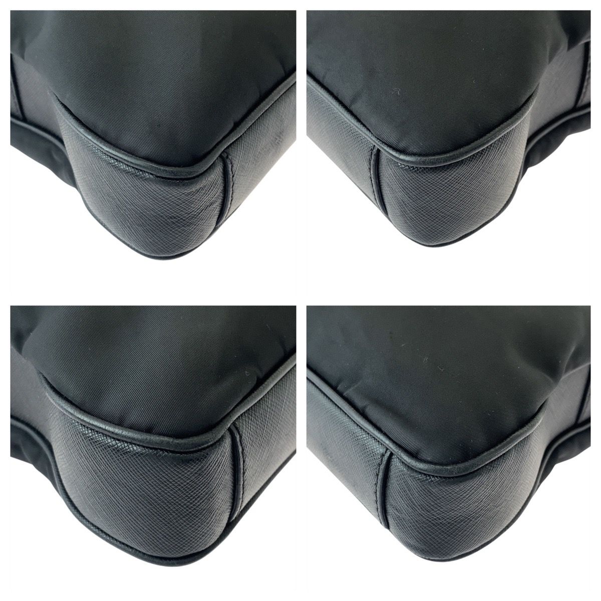 PRADA プラダ テスート 三角ロゴプレート ブラック 黒 シルバー金具