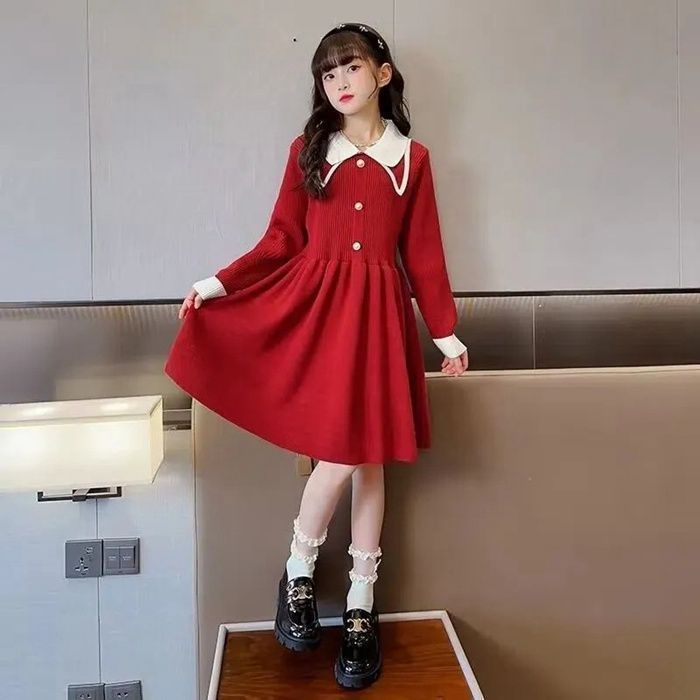  女の子 ワンピース 長袖 フォーマル ニット 卒業式 卒園式 七五三 入学式 入園式 子供服 秋冬 韓国 子どもドレス スーツ ニットワンピース 110 120 130 140 150 160 ノースリーブ ワンピース