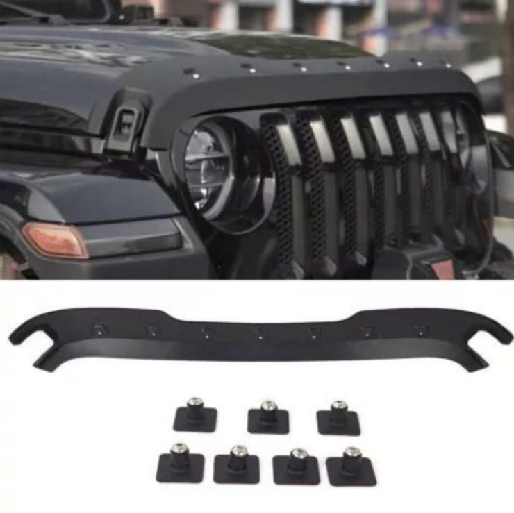 メルカリShops 6 6 ジープ ラングラー JL グラディエーター JT 2018以降対応 ボンネットストーンガード フードプロテクター 岩石飛び石保護 ブラック カスタムパーツ