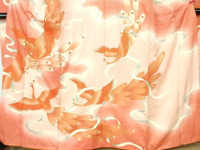 振袖セット　御所解き文　暈し染め　金彩加工　金駒刺繍　人気の白系　正絹　綸子15 美品 豪華 振袖 御所解文様 金駒刺繍 金彩 正絹 ベージュ系