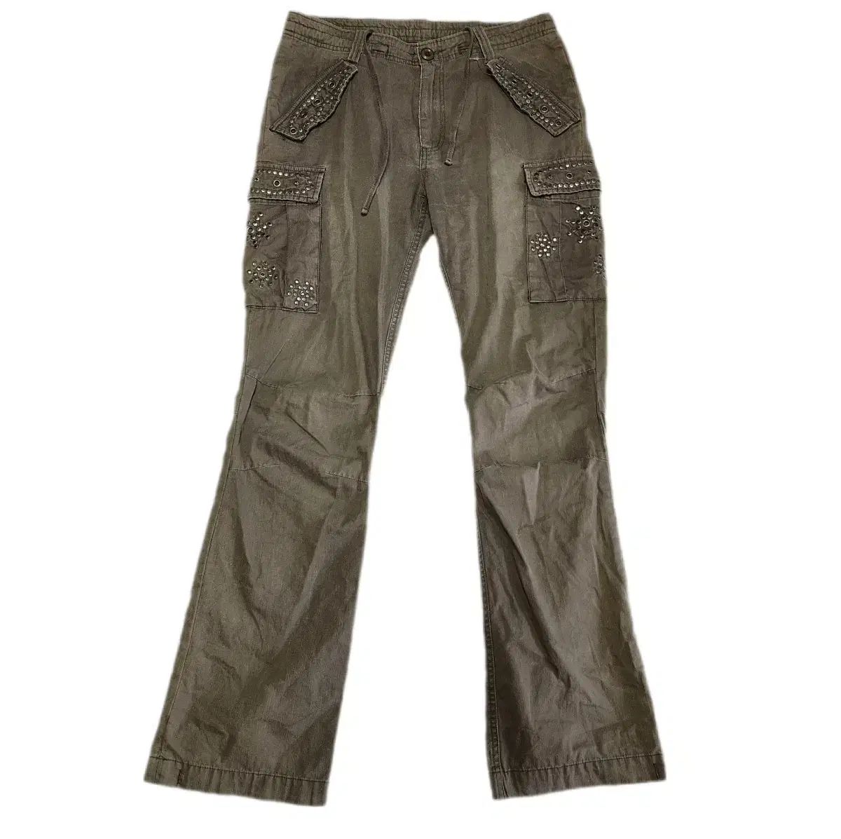 Japan Vintage Y2k スタッズ セミ ブーツカット カーゴパンツ