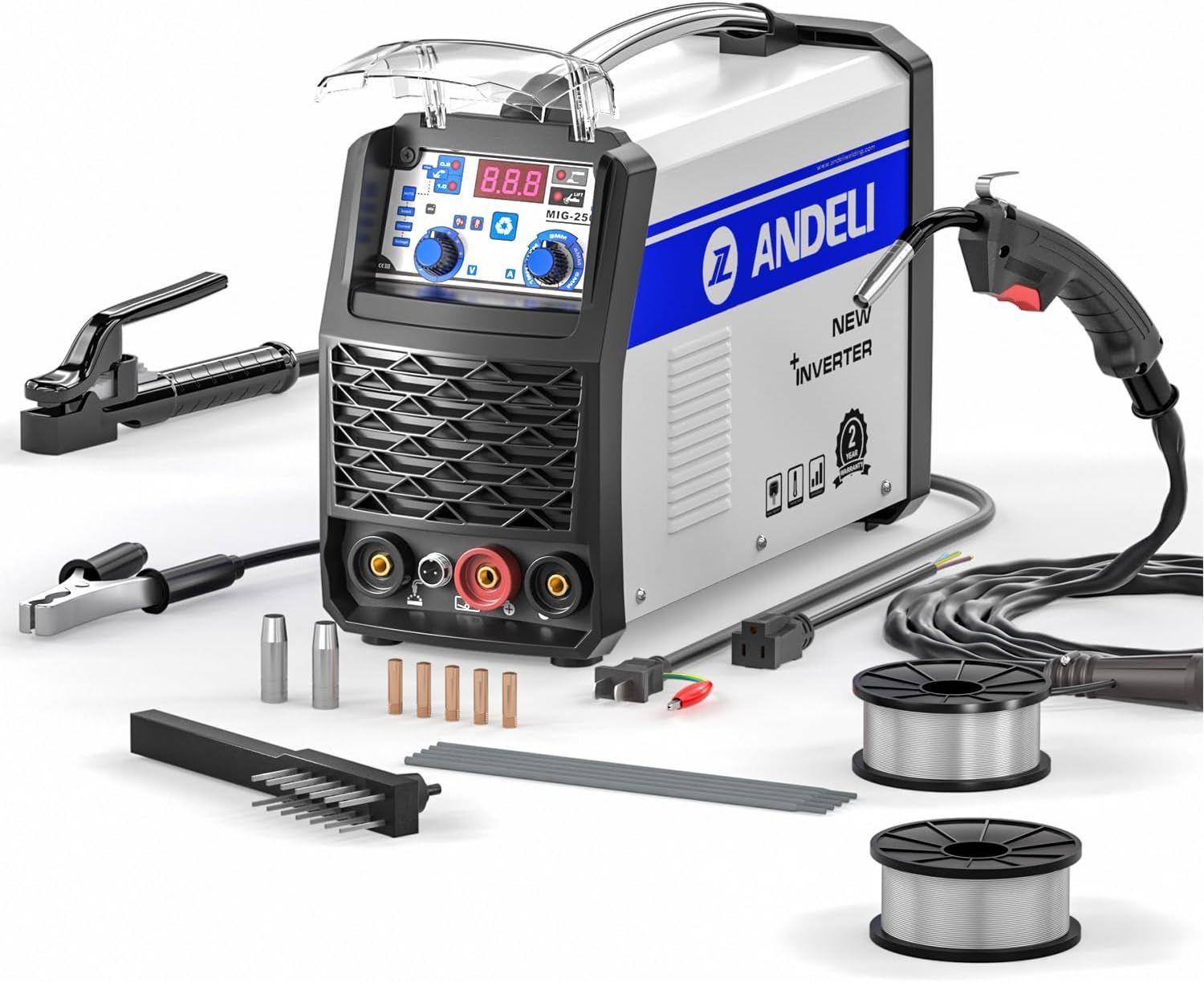 ANDELI 半自動溶接機 120AノンガスMIG|アーク溶接|lift TIG 100V|200V兼用 インバーター直流溶接機 MIG溶接 半自動 MIG-250ME