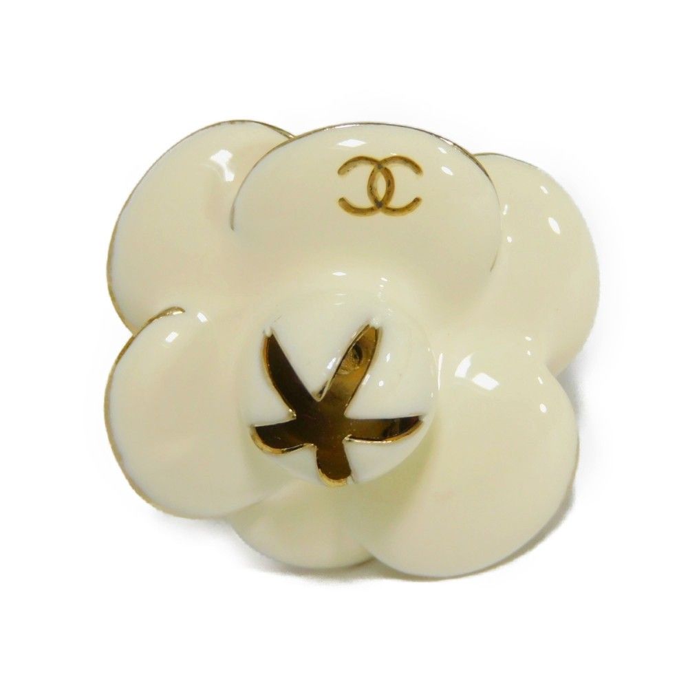 CHANEL シャネル ココマーク カメリア フラワー エナメル アイボリー 