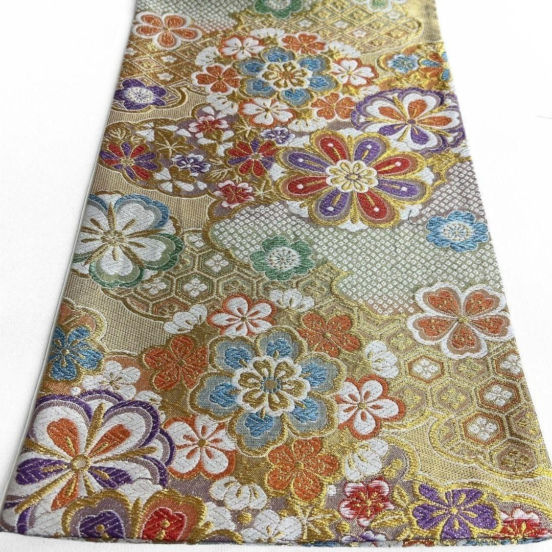 未着用唐織花模様梅花花菱袋帯着物012a p