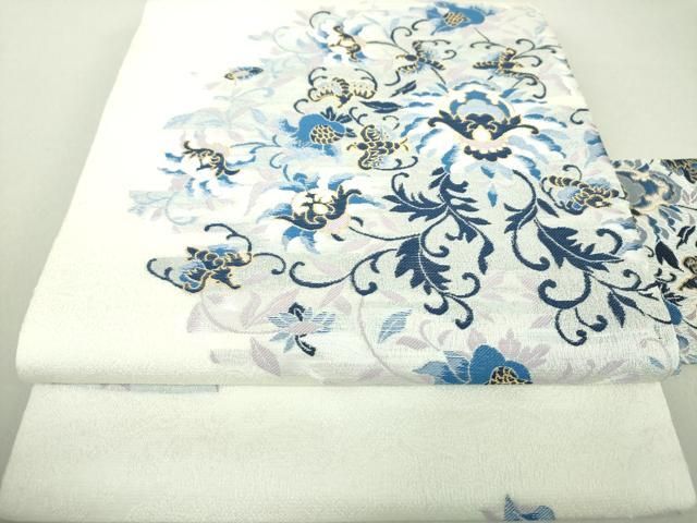 平和屋着物○世界的友禅作家 千地泰弘 九寸名古屋帯 更紗花文 金糸  