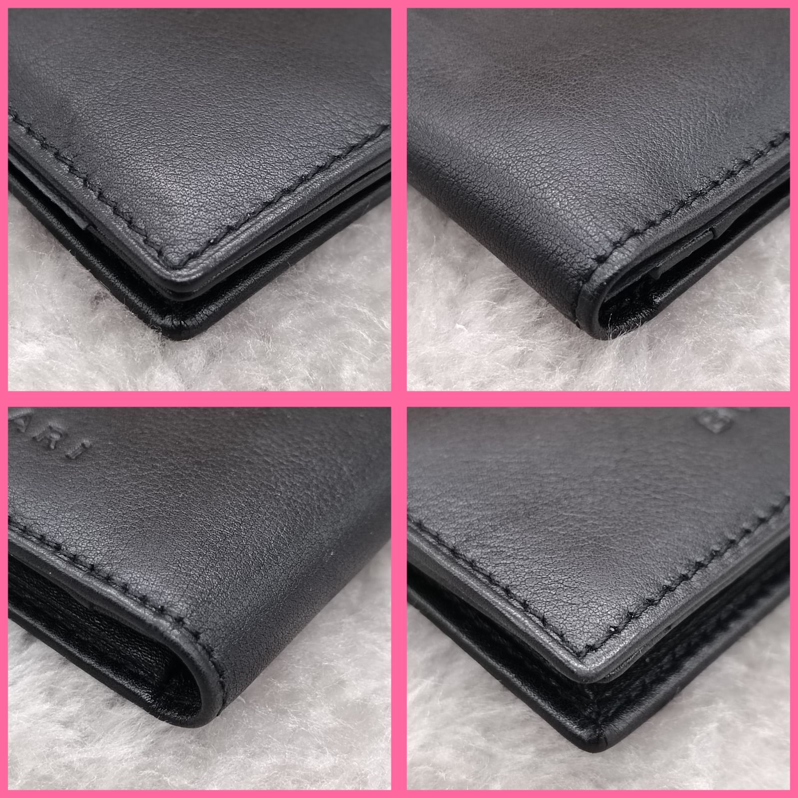 BVLGARI 黒レザー ロングウォレット BVLGARI ブルガリ 財布 レザー ロゴ 刻印リング フラップ 長財布