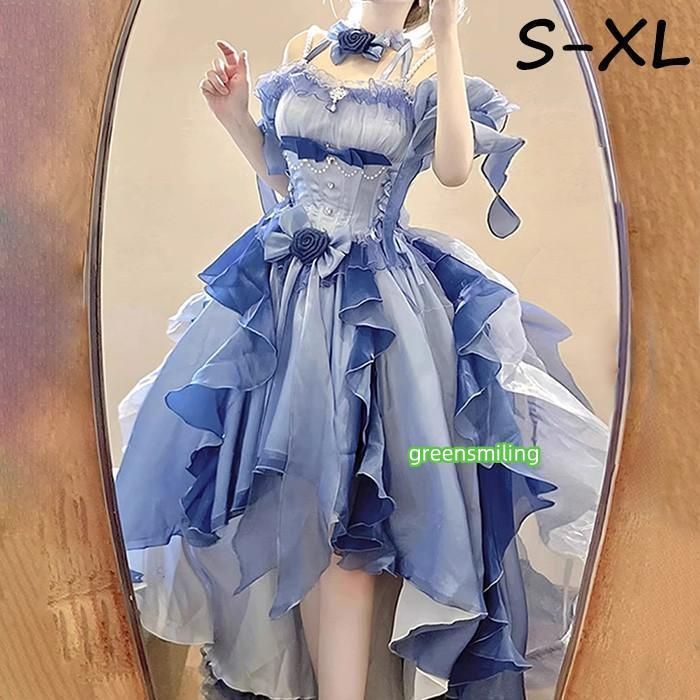 ワンピース ロリータ Lolita ブルー フィッシュテール S-XL おしゃれ コスプレ パーティー プレゼント レディース コスチュー