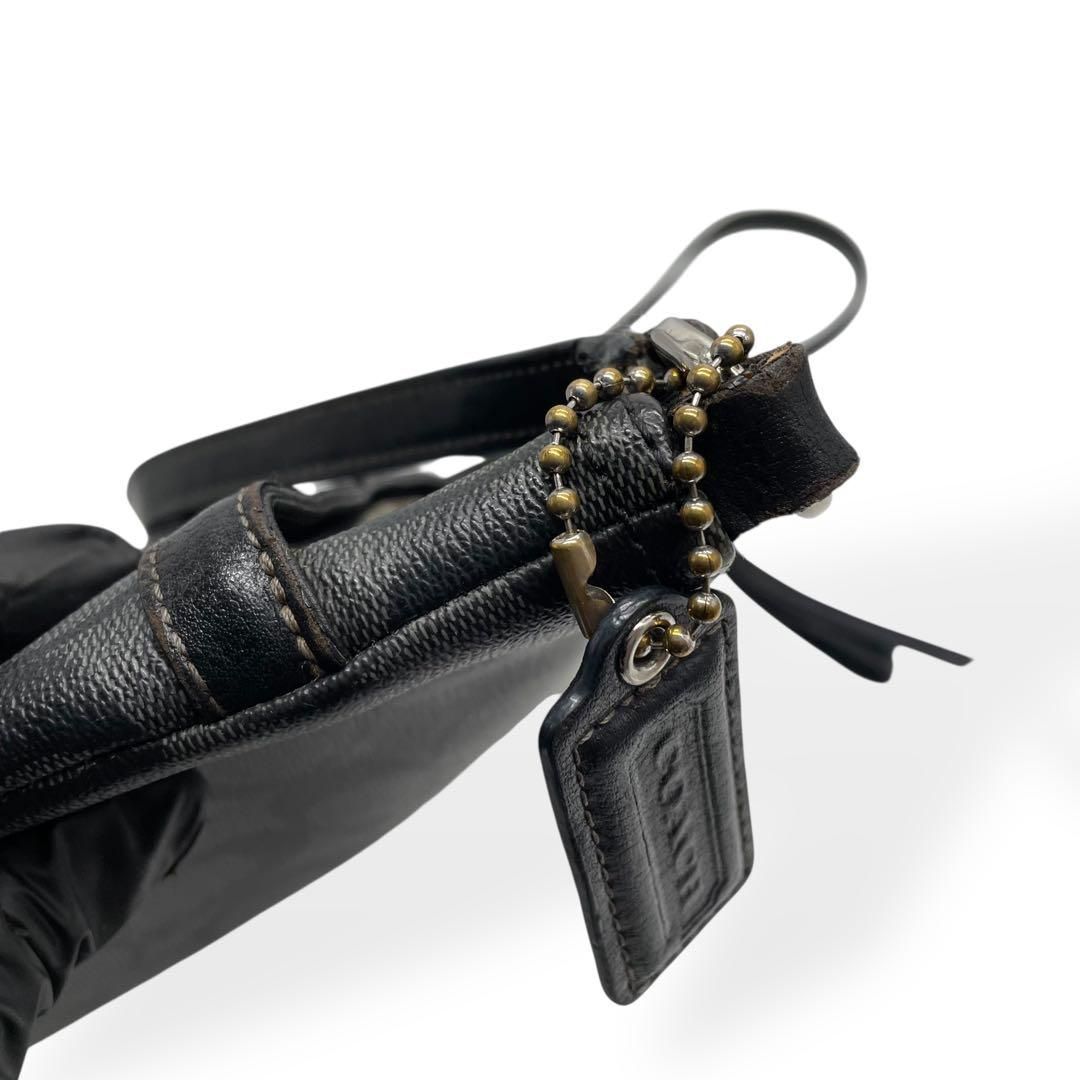 良品 コーチ ショルダーバッグ PVC レザー シグネチャー 黒 ブラック 良品 COACH コーチ ショルダーバッグ シグネチャー PVC レザー