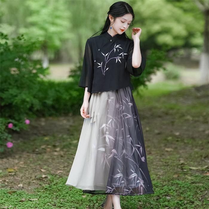 中華漢服「月桂」２点 セット sya026-1.jpg