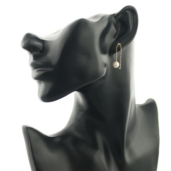 ミキモト ピアス パール 真珠 7.0mm ダイヤ ダイヤモンド チェーン  