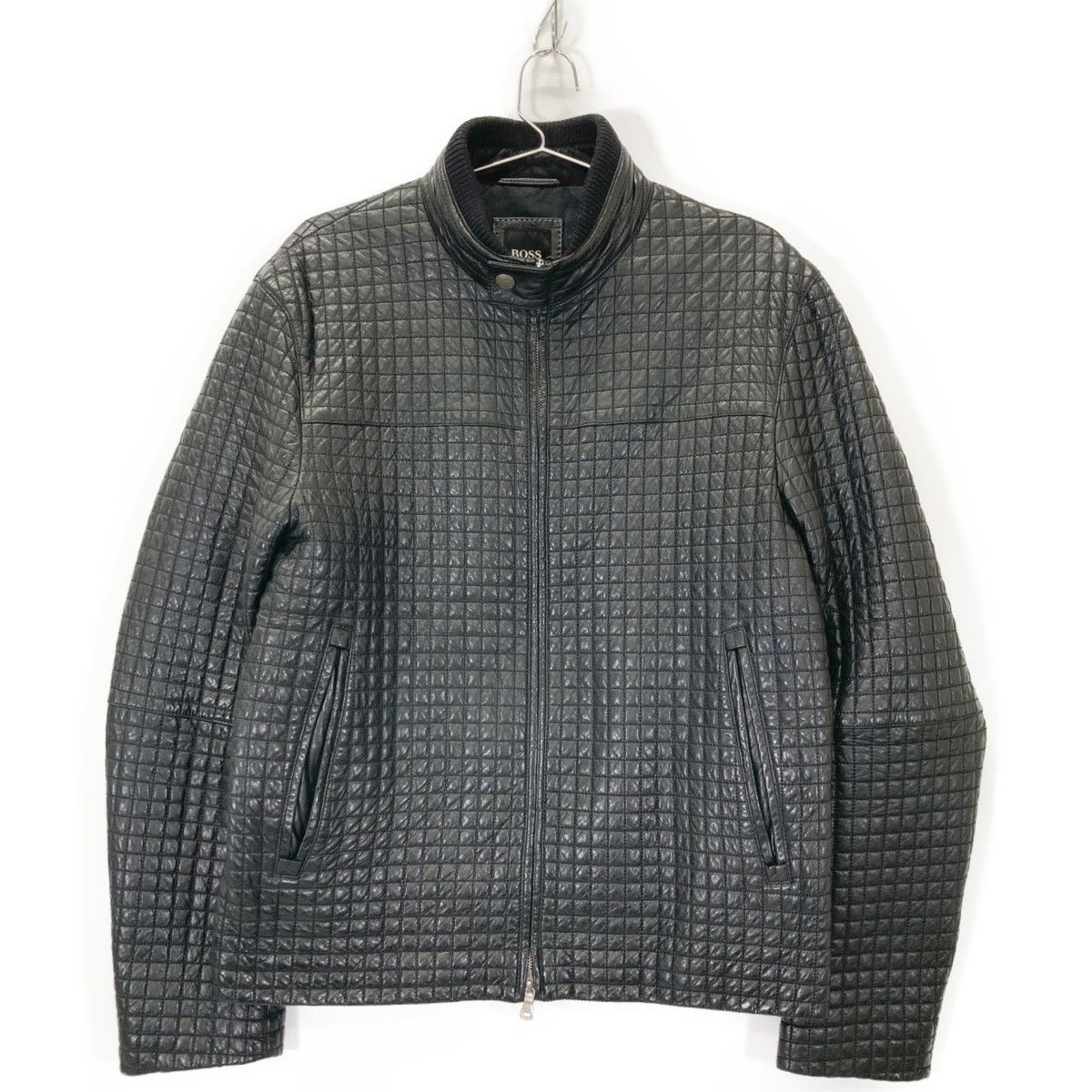 ヒューゴボス　ライダースジャケット　ラムレザー　シングル　キルティング　ブラック HUGO BOSS ヒューゴボス メンズ ジャケット ブランド ライダース
