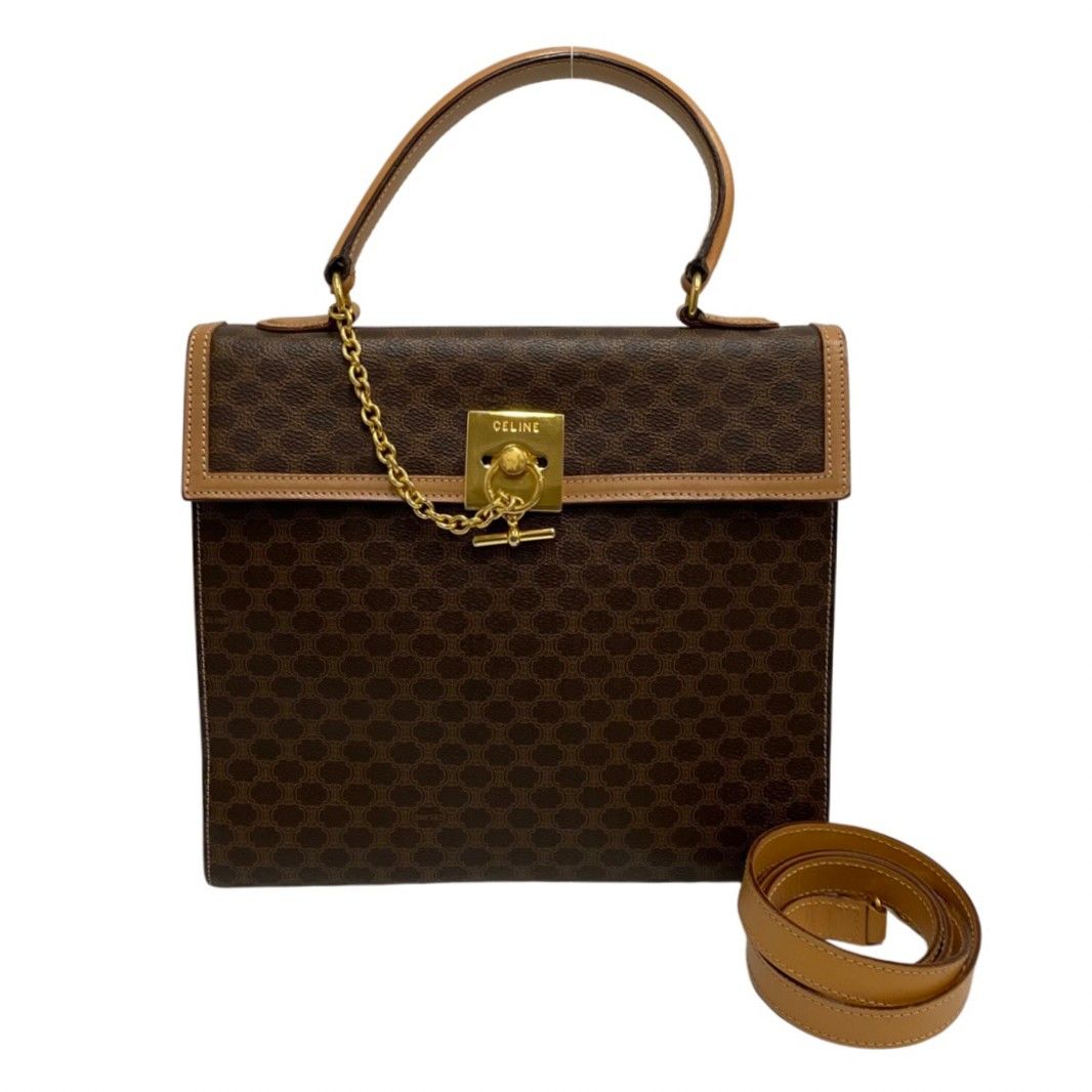 極美品》セリーヌ 2way 凄まじく ミニハンドバッグ マカダム柄 斜め 