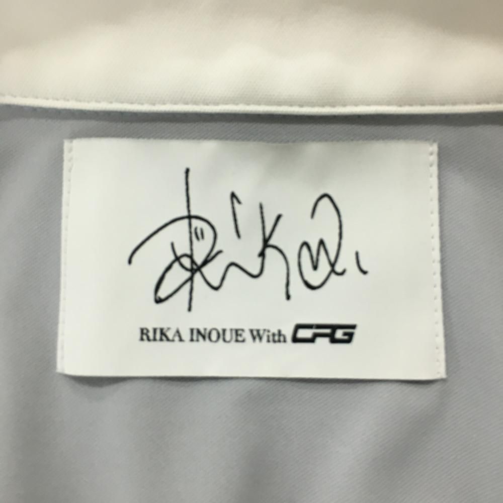 【美品】CPG 半袖ポロシャツ グレー×白 井上莉花コラボ商品 シリコンワッペン レディース 2(M) ゴルフウェア 2023年モデル CPG 美品】CPG 半袖ポロシャツ グレー×白 井上莉花コラボ商品