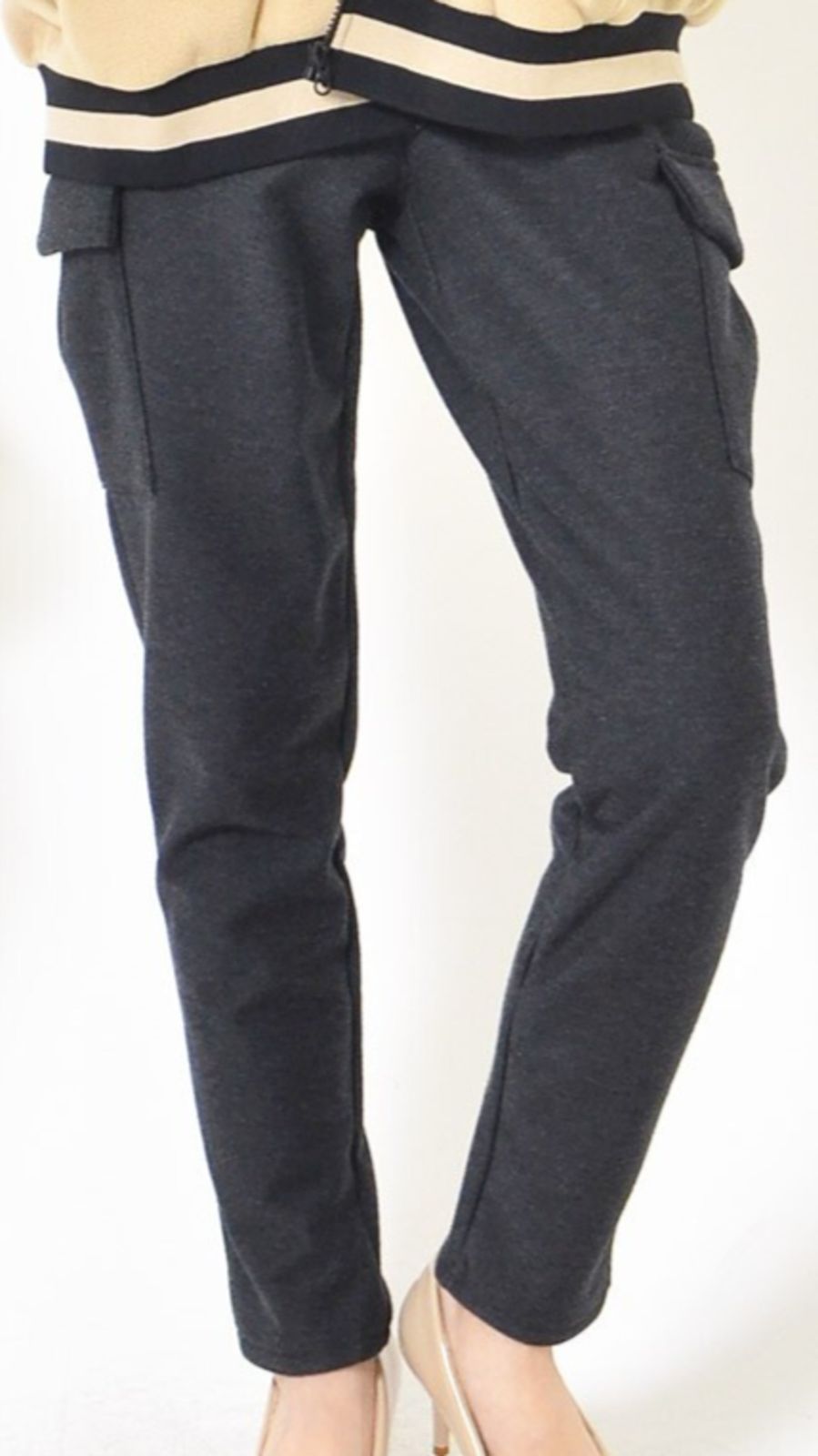 L'Appartement WOOL CARGO PANTS 36 ブラック WOOL GABARDINE CARGO