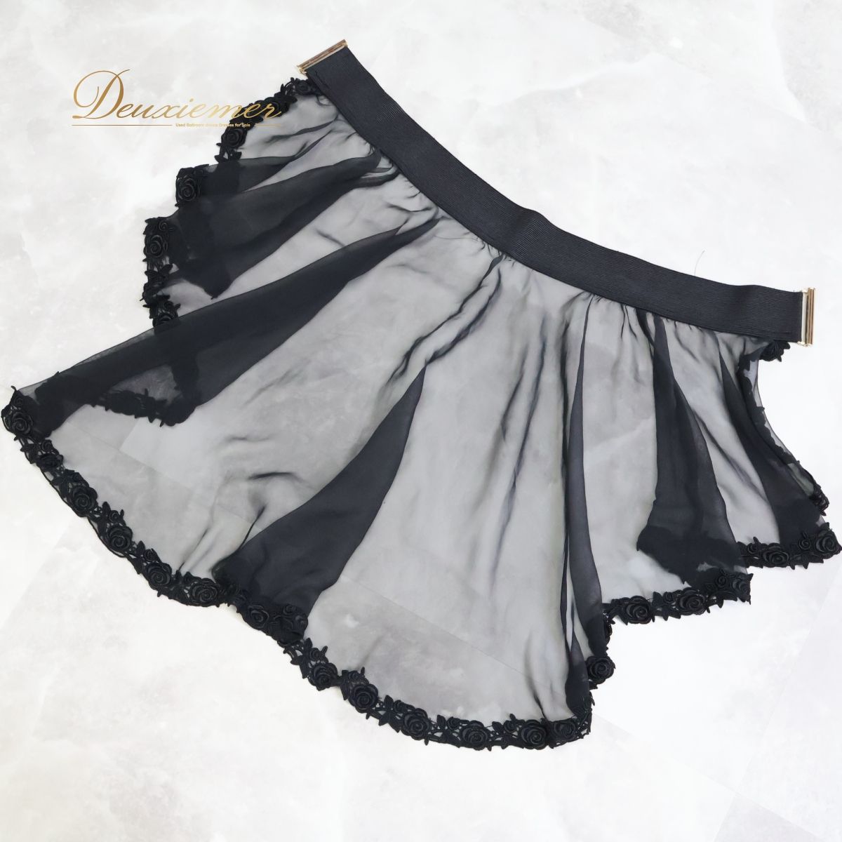 チャコット 社交ダンス スカート S ブラック 豪華フリル ダンス衣装